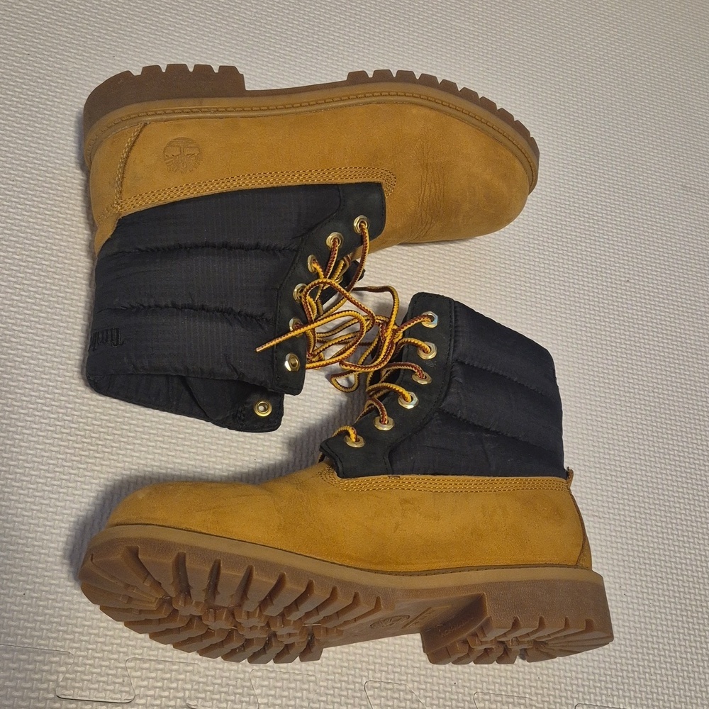 TIMBERLAND Black Puffer Boot with Wheat color Leather - 7 - Picture 6 of 12
